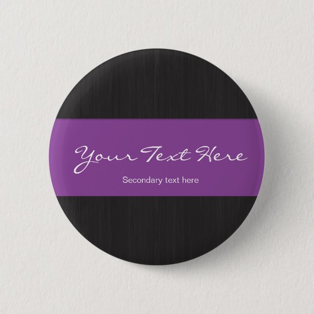 Dark woodgrain & Purple Customisable Button (Front)
