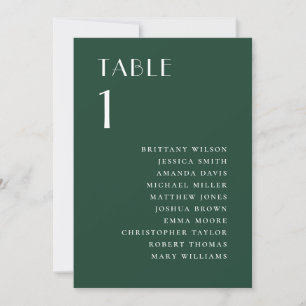 Dark Woodland Green Modern Wedding Seating Chart Invitation