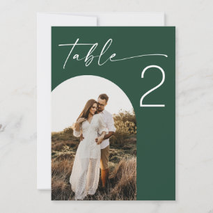 Dark Woodland Green Photo Wedding Table Number 5x7