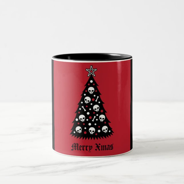 Dark Xmas Tree Two-Tone Coffee Mug (Center)