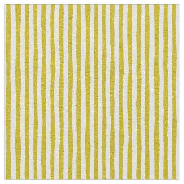 Dark Yellow & Ivory Wonky Stripes Fabric (Close Up)