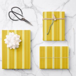 Dark Yellow & Yellow Thick and Thin Stripes Wrapping Paper Sheet