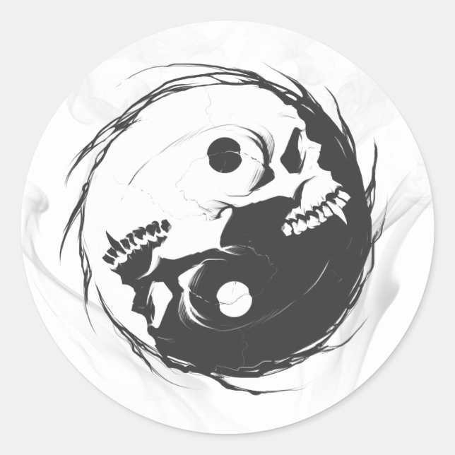 Dark yin yang religious Symbol Classic Round Sticker (Front)