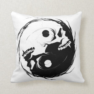 Dark yin yang religious Symbol Cushion