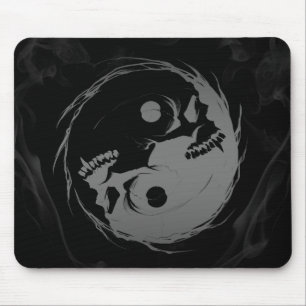 Dark yin yang religious Symbol Mouse Mat