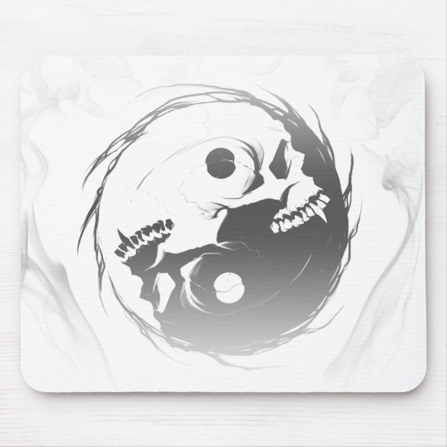Dark yin yang religious Symbol Mouse Mat (Front)