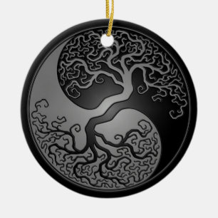 Dark Yin Yang Tree Ceramic Tree Decoration