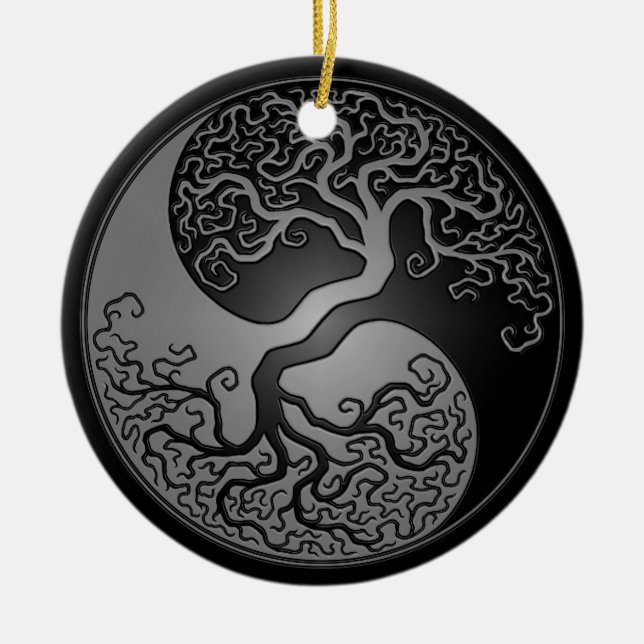 Dark Yin Yang Tree Ceramic Tree Decoration (Front)