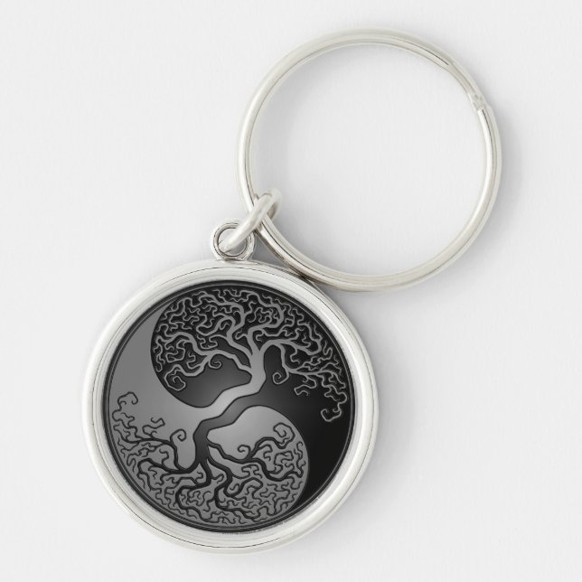 Dark Yin Yang Tree Key Ring (Front)