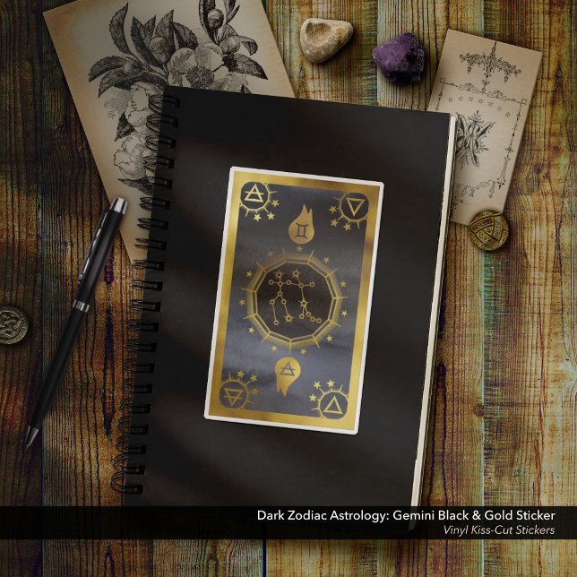 Dark Zodiac Astrology: Gemini Black & Gold (Dark Zodiac Astrology: Gemini Black & Gold Sticker - Vinyl Kiss-Cut)