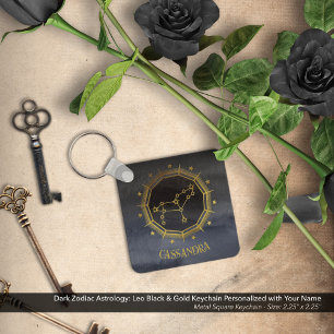 Dark Zodiac Astrology: Leo Black Gold Name Key Ring
