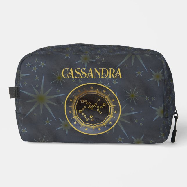 Dark Zodiac Astrology: Sagittarius Black Gold Name Dopp Kit (Front)