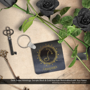 Dark Zodiac Astrology: Scorpio Black Gold Name Key Ring