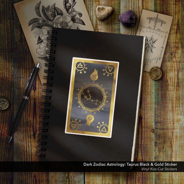 Dark Zodiac Astrology: Taurus Black & Gold (Dark Zodiac Astrology: Taurus Black & Gold Sticker - Vinyl Kiss-Cut)