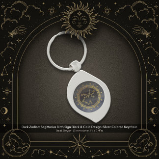 Dark Zodiac: Sagittarius Birth Sign Black & Gold Key Ring