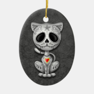 Dark Zombie Sugar Kitten Ceramic Tree Decoration
