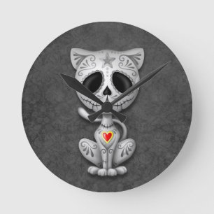 Dark Zombie Sugar Kitten Round Clock
