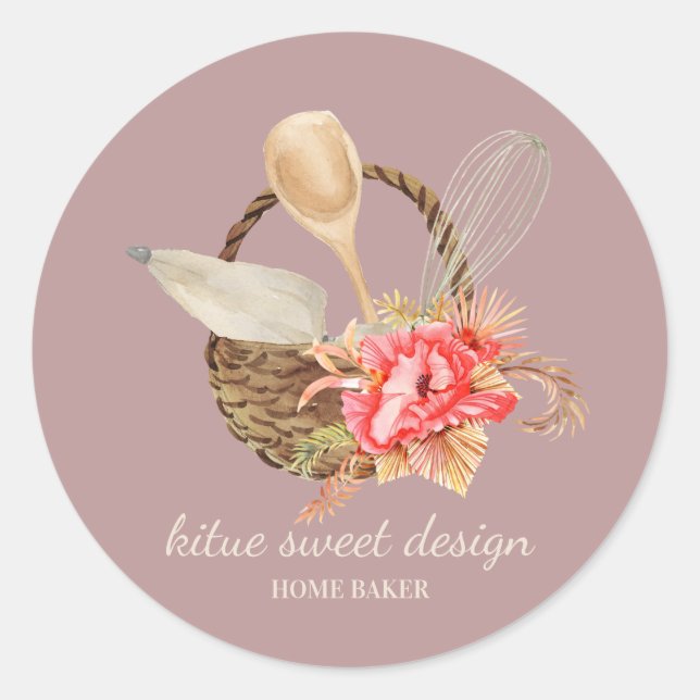Darken Pink Pastry Chef Bakery Classic Round Sticker (Front)