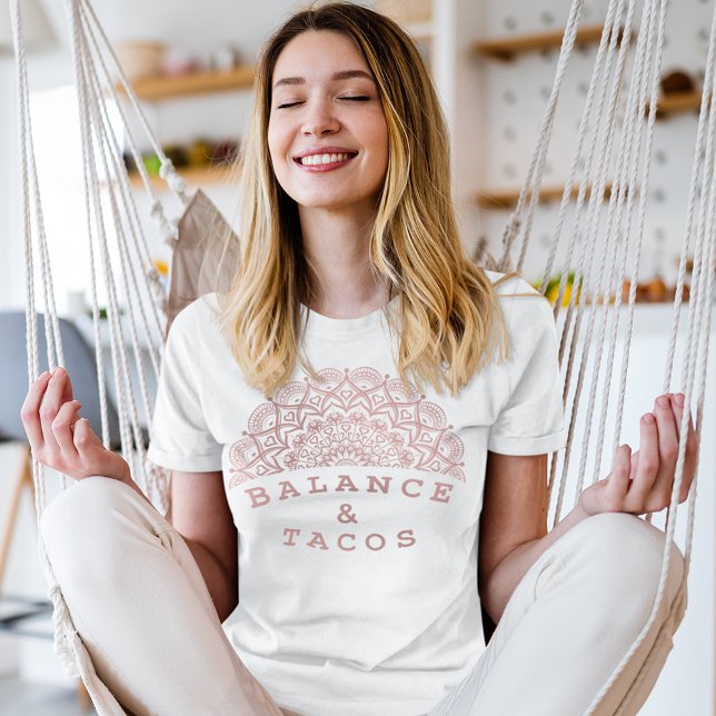 Darker Blush Pink Mandala Balance and Taco Yoga T-Shirt (Creator Uploaded)
