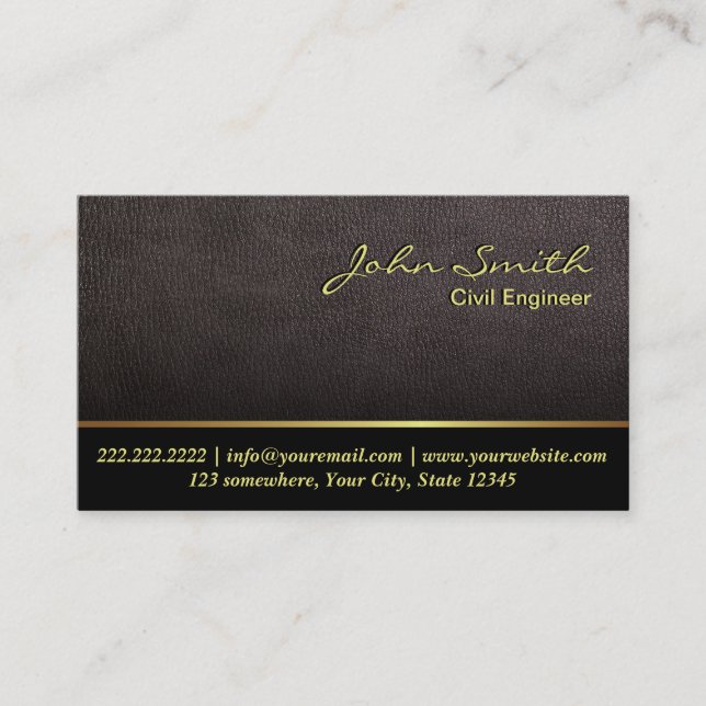Darker Leather Civil Engineer Business Card (Front)