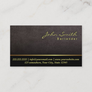 Darker Leather Texture Bartender Business Card