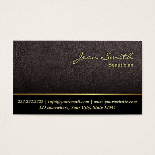 Darker Leather Texture Beautician Business Card