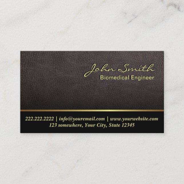 Darker Leather Texture Biomedical Business Card (Front)