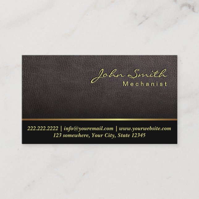 Darker Leather Texture Mechanic Business Card (Front)