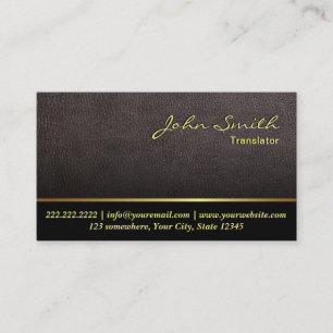 Darker Leather Texture Translator Business Card