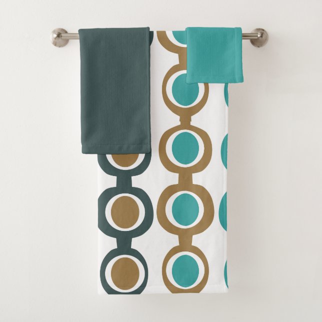 Darker Mid-Century Modern Chain Bath Towel Set (Insitu)