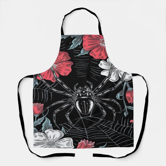 Darkly Romantic Spider Floral Apron (Front)
