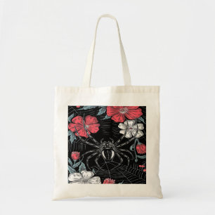 Darkly Romantic Spider Floral Tote Bag