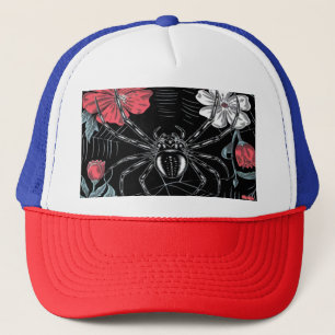Darkly Romantic Spider Floral Trucker Hat