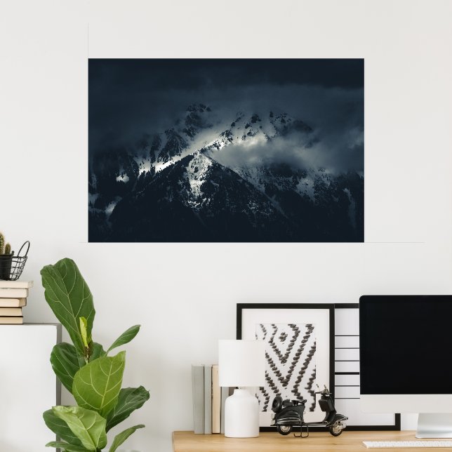 Darkness and clouds over the mountains poster (Home Office)
