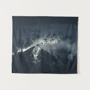 Darkness and clouds over the mountains tapestry