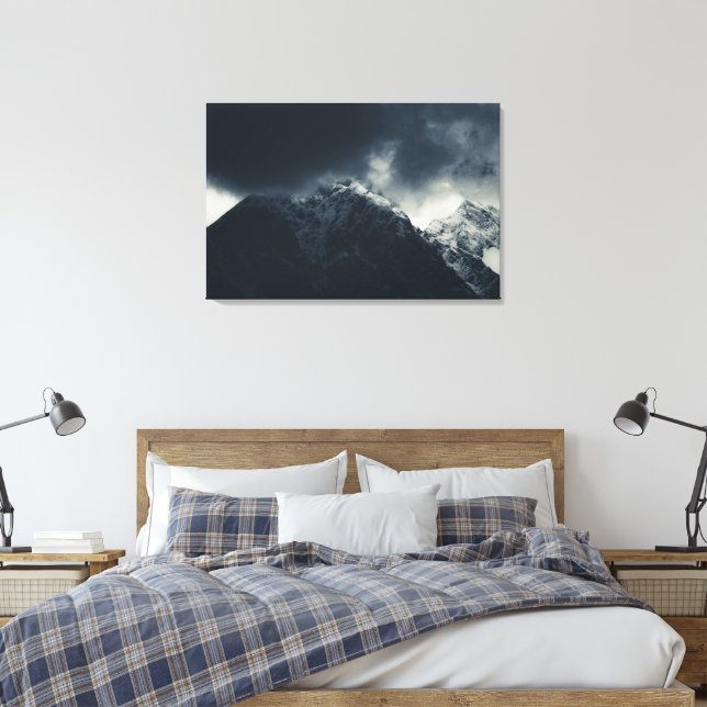 Darkness and storm clouds over mountains canvas print (Insitu(Bedroom))