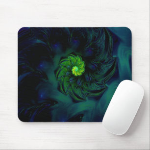 Darkness Blue and Green Fractal Art Mouse Mat
