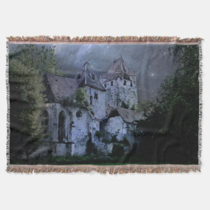 Darkness Halloween Castle Throw Blanket