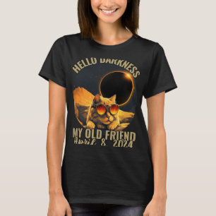 Darkness My Old Friend Cat With Solar Eclipse Gles T-Shirt