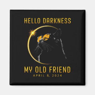 Darkness My Old Friend Solar Eclipse 2024 Cat Love Magnet