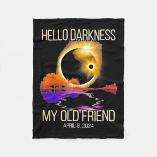 Darkness My Old Friend Solar Eclipse April 08 2024 Fleece Blanket