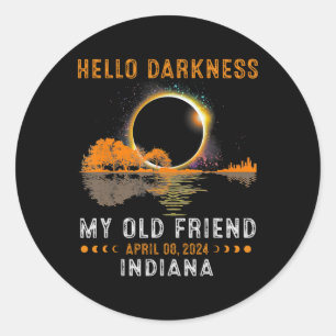 Darkness My Old Friend Total Eclipse 2024 Indiana  Classic Round Sticker