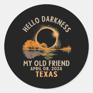 Darkness My Old Friend Total Solar Eclipse 2024 Te Classic Round Sticker