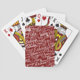 DarkRed Deck of Playing Cards Repeating Name 