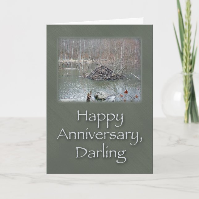 Darling Anniversary Beaver Lodge Card (Front)