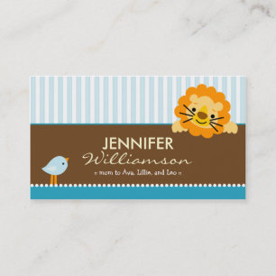 Darling Aqua Lion & Birdie Mummy Calling Card