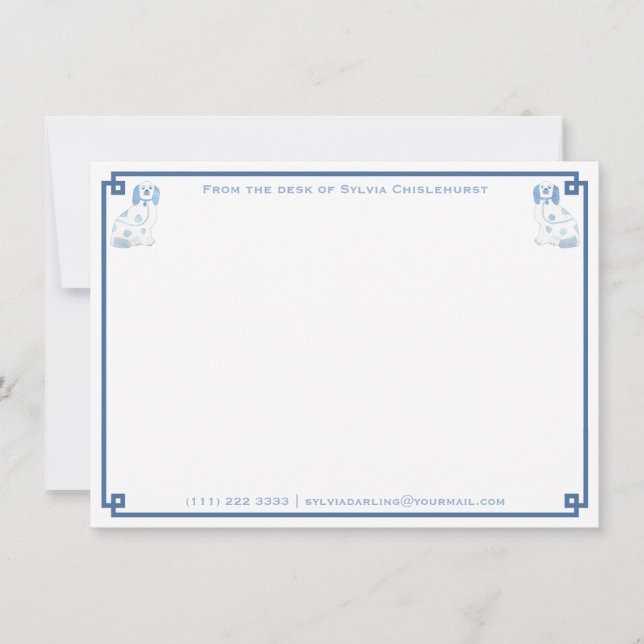 Darling Blue And White China Staffordshire Dogs Card (Front)