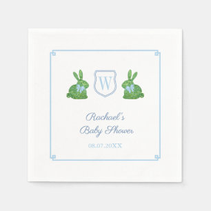 Darling Bunny Monogram Boy Baby Shower Brunch Napkin