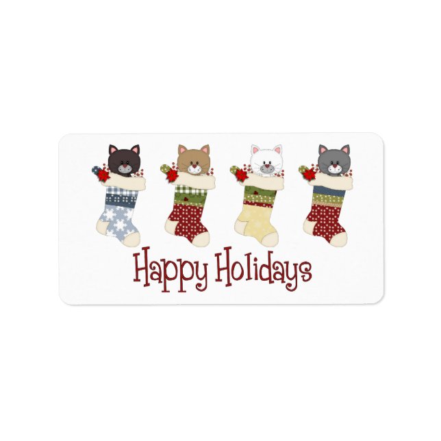 Darling Christmas Cat Stockings Label (Front)