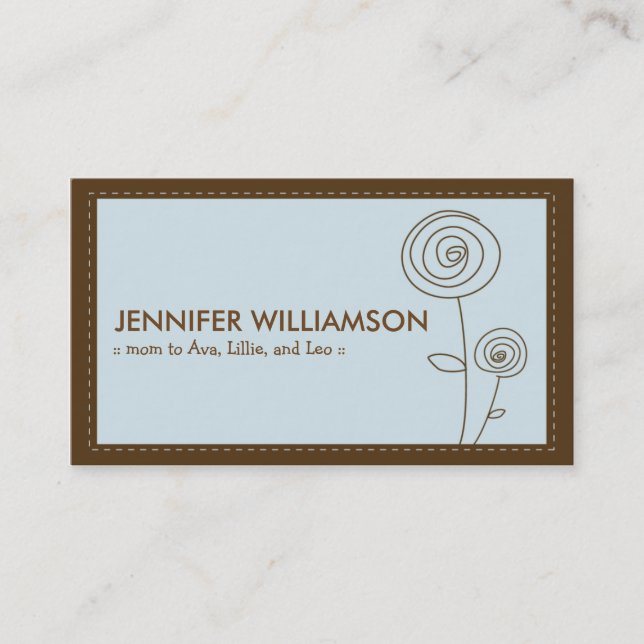 Darling Flower Mummy Calling Card (blue) (Front)